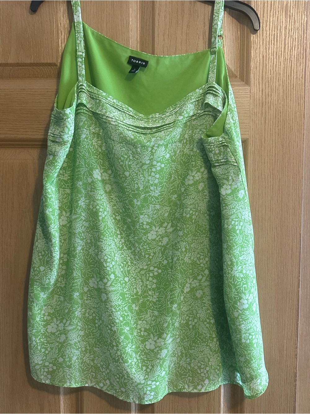 torrid Lime Green Floral Satin Cami with Adjustable Straps